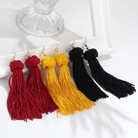 NEW Long Red Tassel Dangle Earring - Picture 6 of 6
